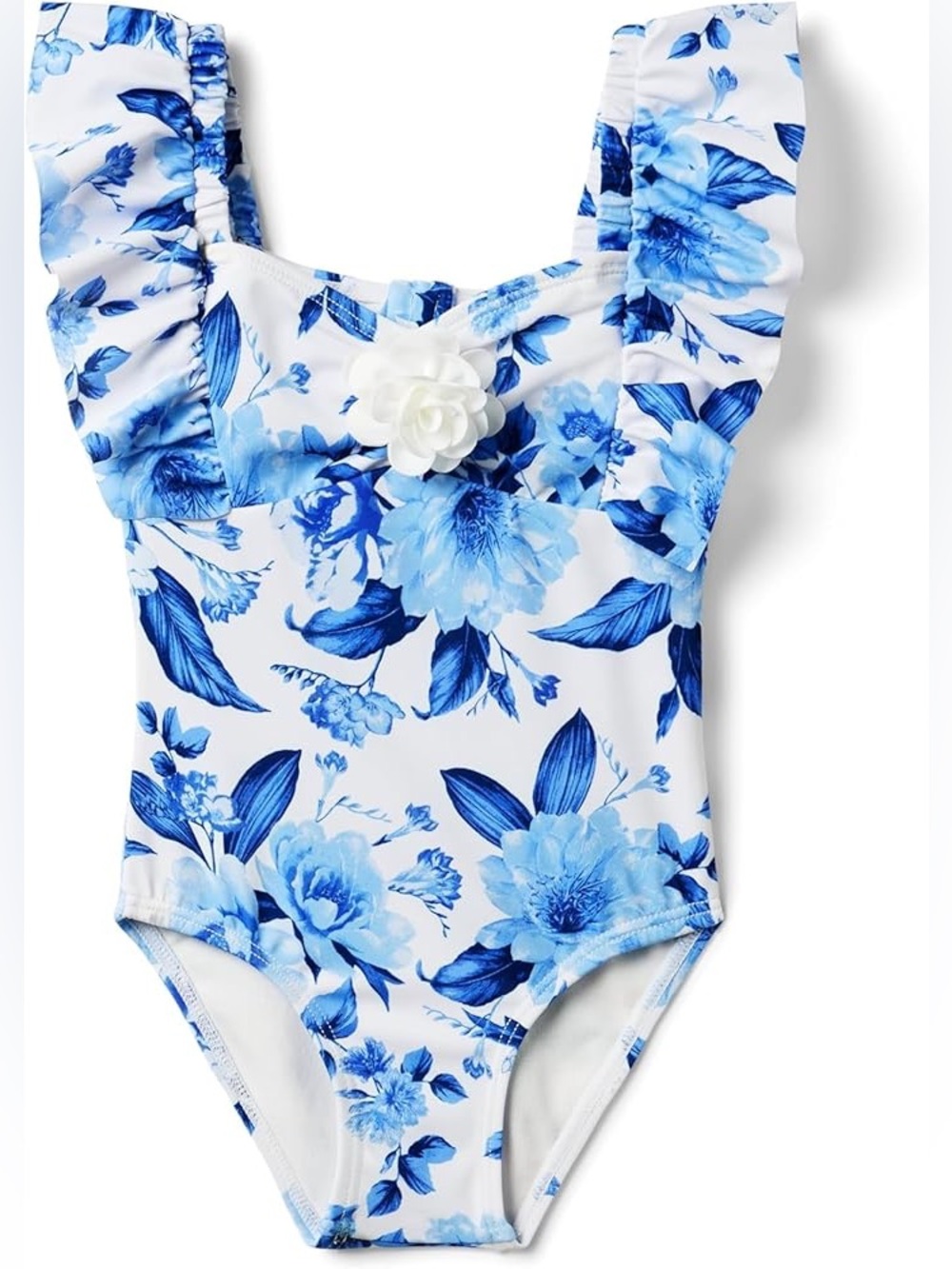 Janie and Jack blue/white floral one piece swimsuit 5